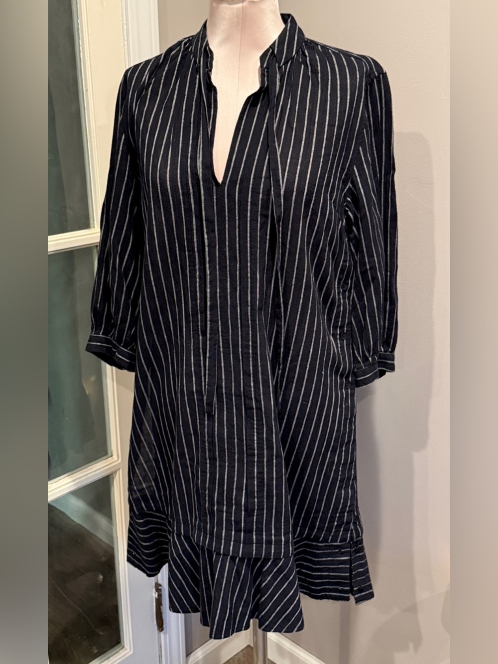 10 Crosby Derek Lam Black and White Striped Tunic Dress